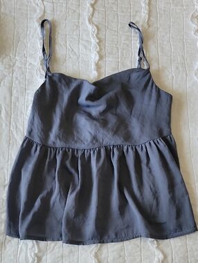 AEO Silky Babydoll Tank XS  Charcoal Lavender  Flowy Boho Worn Once Flattering